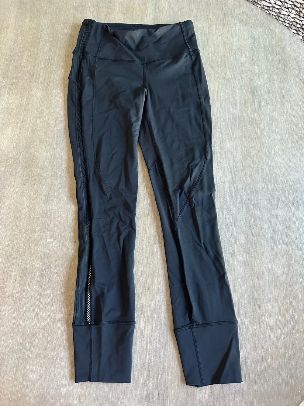 Black Women's lululemon Athletic Leggings with Side Mesh Panels 4